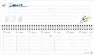 Helme Heine Wochenquerplaner 2024. Praktischer Tischquerkalender mit Spiralbindung. Liebevoll illustrierter Tisch-Kalender von Helme Heine mit den drei Freunden