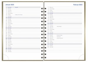 Wochen-Cheftimer A5, Alu gold Kalender 2022
