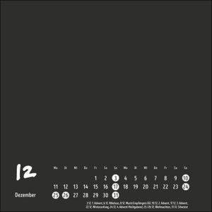 Bastelkalender 2023 schwarz klein. Blanko-Kalender zum Basteln und Verschenken mit extra Titelblatt für eine persönliche Gestaltung. Foto- und Bastelkalender 2023. Quadratisch 17x17 cm