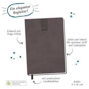 Trötsch Taschenkalender A6 Soft Touch Anthrazit 2025