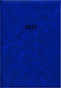 Buchkalender blau 2025 - Bürokalender 14,5x21 cm - 1 Tag auf 1 Seite - wattierter Kunststoffeinband - Stundeneinteilung 7 - 19 Uhr - 876-0015
