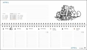 Simons Katze Büroplaner 2023. Kultiger Tischkalender für den Arbeitsplatz. Lustiger Spiral-Kalender für Simons Cat Fans. Wochenplaner 2023 quer.