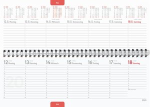 Tisch-Querkalender Profi schwarz 2025 - Büro-Planer 29,7x10,5 cm - Tisch-Kalender - 1 Woche 2 Seiten - Ringbindung - Zettler