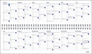 Wochenplaner quer 2023 in blau. Praktischer Tischquerkalender zum Umklappen. Zeitloser Spiral-Kalender 2023 fürs Büro. Wochenplaner für den Schreibtisch