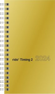 Wochenkalender, Taschenkalender, 2024, Modell Timing 2, Glanzkarton-Einband, goldfarben
