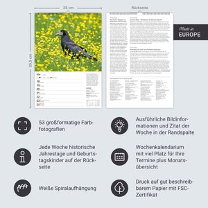 Heimische Vögel Wochenplaner 2026