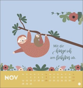 Faultier Postkartenkalender 2022