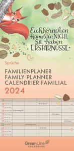 GreenLine Sprüche 2024 Familienplaner -Wandkalender - Familien-Kalender - 22x45
