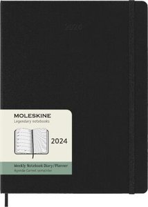 Moleskine 12 Monate Wochen Notizkalender 2024, XL 19X25, Schwarz