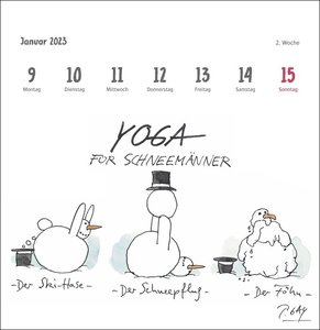 Gaymann: voll entspannt Premium-Postkartenkalender 2023. Die legendären Hühner in einem Wochen-Kalender zum Aufstellen. Yoga und Achtsamkeit mit dem Federvieh in einem Tischkalender.
