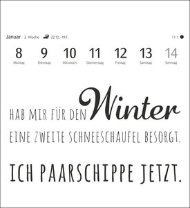 Typo-Sprüche-Kalender Postkartenkalender 2024. Wochenkalender mit originellen Sprüchen in Schwarz-weiß. Postkarten-Tischkalender mit 53 perforierten Karten zum Sammeln und Verschicken