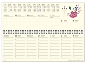 Tischquerkalender Doodle Art  2025 – Planer für den Tisch – 29,7 x 10,5 cm – Spiralbindung – viel Platz für Einträge