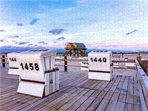 CALVENDO Puzzle Strand von St. Peter-Ording in der blauen Stunde 1000 Teile Puzzle quer