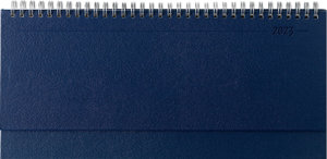 Tisch-Querkalender Balacron blau 2023 - Büro-Planer 29,7x13,5 cm - mit Registerschnitt - Tisch-Kalender - verlängerte Rückwand - 1 Woche 2 Seiten