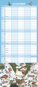 Ali Mitgutsch Familienkalender 2025 – Wandkalender – Familienplaner mit 5 Spalten – Format 22 x 49,5 cm