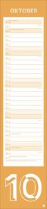 Neon Orange Langplaner 2023. Kalender in leuchtender Neonfarbe - nie mehr einen Termin übersehen mit diesem auffälligen Streifenkalender für Büro und zu Hause.