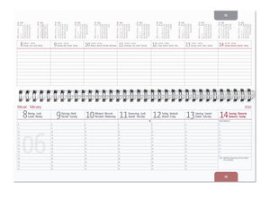 Tisch-Querkalender PP-Cover blau 2022 - Büro-Planer 29,7x10,5 cm - Tisch-Kalender - 1 Woche 2 Seiten - Ringbindung - Alpha Edition