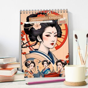 Japanische Geishas (Tischkalender 2025 DIN A5 hoch), CALVENDO Monatskalender