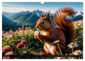 Rote Eichhörnchen - zauberhaft anders mit KI (Wandkalender 2025 DIN A3 quer), CALVENDO Monatskalender