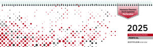 Tischquerkalender Perfo XL rot 2025 - 36,2x10,6 cm - 1 Woche auf 2 Seiten - Stundeneinteilung 7 - 20 Uhr - jeder Tag einzeln abtrennbar - 136-0013