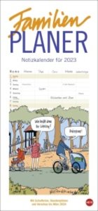 Peter Butschkow Familienplaner 2023. Familienkalender mit 5 Spalten. Humorvoll illustrierter Familien-Wandkalender mit Schulferien und Stundenplänen.