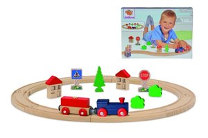 Eichhorn 100001260 - Bahn, Schienenkreis,  20 teilig, FSC Zertifiziertes Buchenholz, Streckenlänge: 135 cm