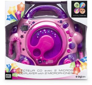 Tragbarer CD-Player CD47 mit 2 Mikrofonen - rosa/pink