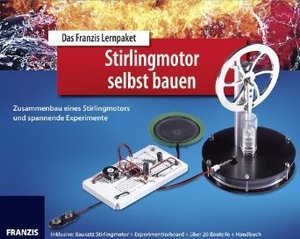 Lernpaket - Stirlingmotor selbst bauen, Bausatz Stirlingmotor + Experimentierboard + über 20 Bauteile + Handbuch