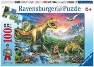 Ravensburger Kinderpuzzle - 10665 Bei den Dinosauriern - Dino-Puzzle für Kinder ab 6 Jahren, mit 100 Teilen im XXL-Format
