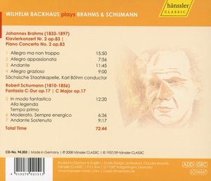 Backhaus Spielt Brahms & Schumann