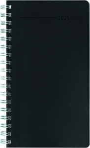 Slimtimer Ringbuch PVC schwarz 2025 - Taschen-Kalender 9x15,6 cm - Ringbindung - fester PVC-Einband - Weekly - 128 Seiten - Zettler