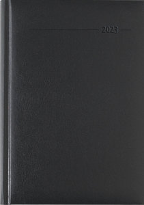 Buchkalender Balacron schwarz 2023 - Büro-Kalender A5 - Cheftimer - 1 Tag 1 Seite - 352 Seiten - Balacron-Einband - Alpha Edition