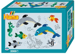 Hama 3507 - Bügelperlen, Geschenkpackung Delfine, 2000 Midi-Perlen und Zubehör