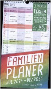 Familienplaner 24/25 Wand-Kalender 5-spaltig [Rainbow] 18 Monate