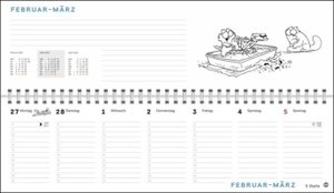 Simons Katze Büroplaner 2023. Kultiger Tischkalender für den Arbeitsplatz. Lustiger Spiral-Kalender für Simons Cat Fans. Wochenplaner 2023 quer.