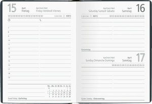 Taschenkalender schwarz 2023 - Bürokalender 10,2x14,2 - 1 Tag auf 1 Seite - flexibler Kunstoffeinband - Stundeneinteilung 7 - 19 Uhr - 610-1020