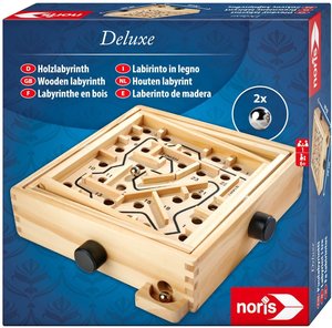 Noris 606101983 - Deluxe Holzlabyrinth, Geschicklichkeitsspiel
