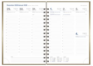Wochen-Cheftimer A5, Alu gold 2026