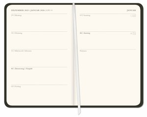 Diario Wochen-Kalenderbuch A6, schwarz 2026