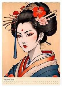 Japanische Geishas (Wandkalender 2025 DIN A2 hoch), CALVENDO Monatskalender
