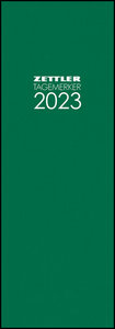 Tagevormerkbuch grün 2023 - Bürokalender 10,4x29,6 cm - 1 Tag auf 1 Seite - Einband mit Leinenstruktur - mit Eckperforation und Leseband - 808-0013