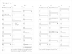 Diario Wochen-Kalenderbuch A6. Schwarzer Terminkalender 2024. Buch-Kalender mit Lesebändchen und Gummiband. Taschenkalender zum Planen von Terminen.