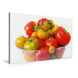 Premium Textil-Leinwand 75 cm x 50 cm quer Leckere Bio Tomaten