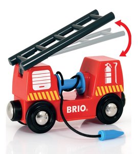 BRIO World 33815 Feuerwehr-Set - Holzeisenbahn-Set inklusive Feuerwehr-Auto mit Licht und Sound - Empfohlen für Kinder ab 3 Jahren