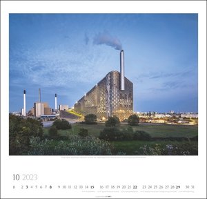 Moderne Architektur Kalender 2023. Großer Wandkalender 48x46 cm mit Monatskalendarium. Zeitgenössischer Architektur-Kalender mit faszinierenden Aufnahmen.