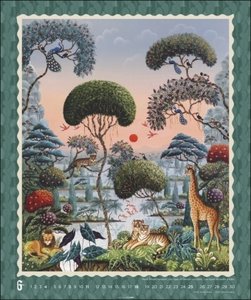 Exotische Gärten Edition Kalender 2023. Künstlerin Marie Amalia Bartolins meisterhaft verträumte Landschaften und Tiere in einem Kunstkalender. Wandkalender 2023