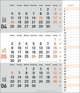 times&more 3-Monatsplaner, orange Kalender 2022