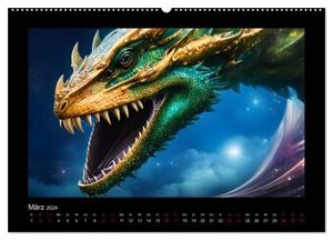 Phantasievolle Welt der Drachen (Wandkalender 2024 DIN A2 quer), CALVENDO Monatskalender