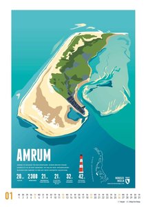 Marmota: Inseln der Nordsee 2025 – Wandkalender – Inselkarten – Hochformat A3 29,7 x 42 cm