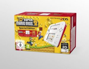 Nintendo 2DS - Konsole - Weiß / Rot - Special Edition inklusive  New Super Mario Bros. 2 (vorinstalliert)